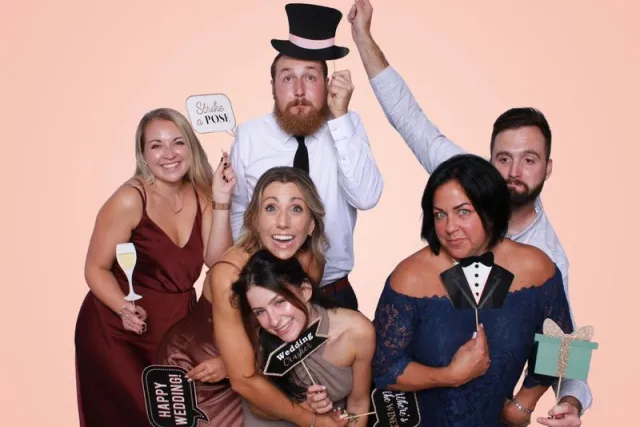 Peach photo booth backdrop